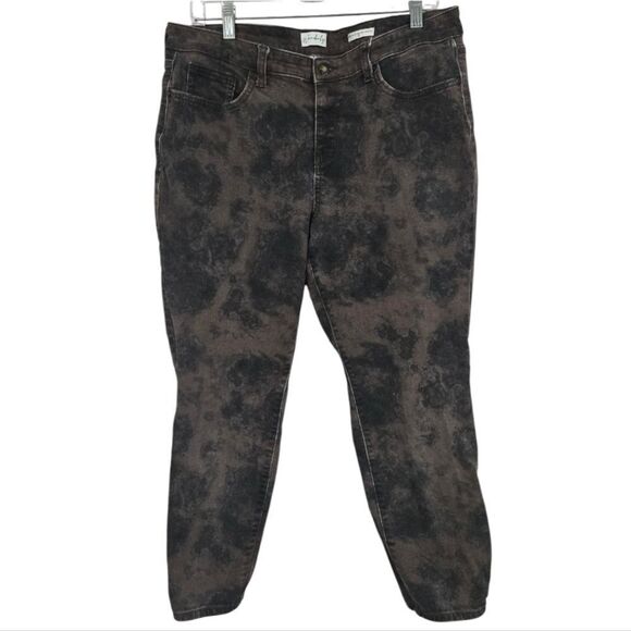 Wonderly Brown Tie Dye Mid-Rise Skinny Ankle Jeans Powerstretch Sleek Sculpt 14 - Picture 2 of 9